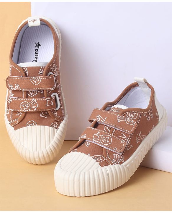 Cute Walk by Babyhug Velcro Closure Shoes with Dino Print - Green