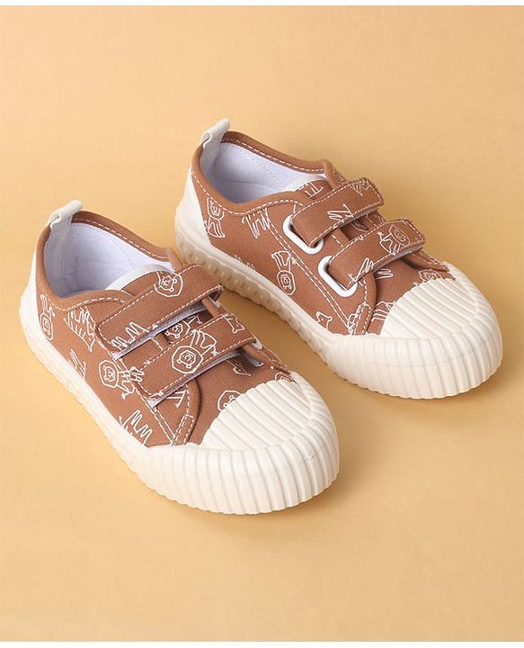 Cute Walk by Babyhug Velcro Closure Shoes with Dino Print - Green