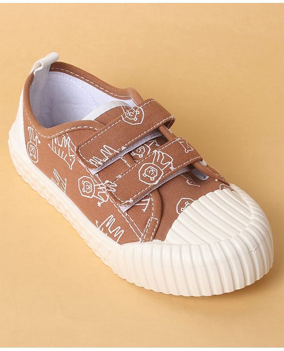 Cute Walk by Babyhug Velcro Closure Shoes with Dino Print - Green