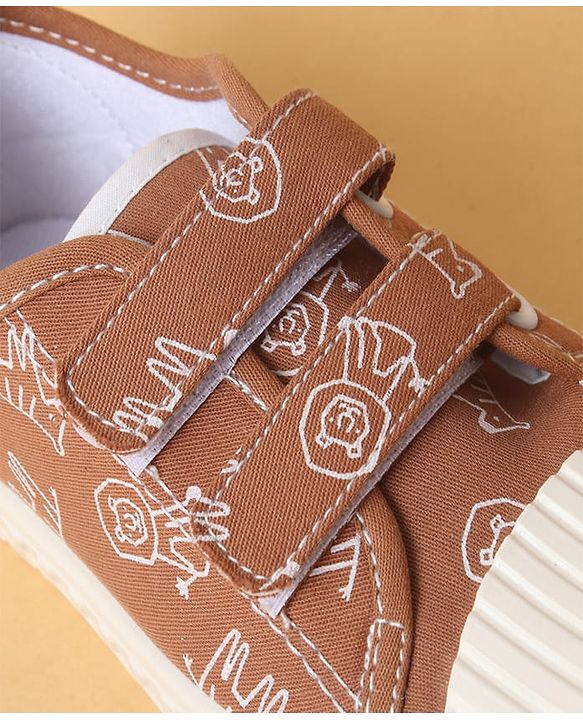 Cute Walk by Babyhug Velcro Closure Shoes with Dino Print - Green