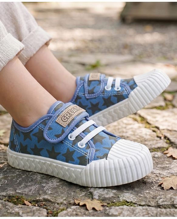Pine Kids Velcro Closure Casual Shoes With Star Print - Blue