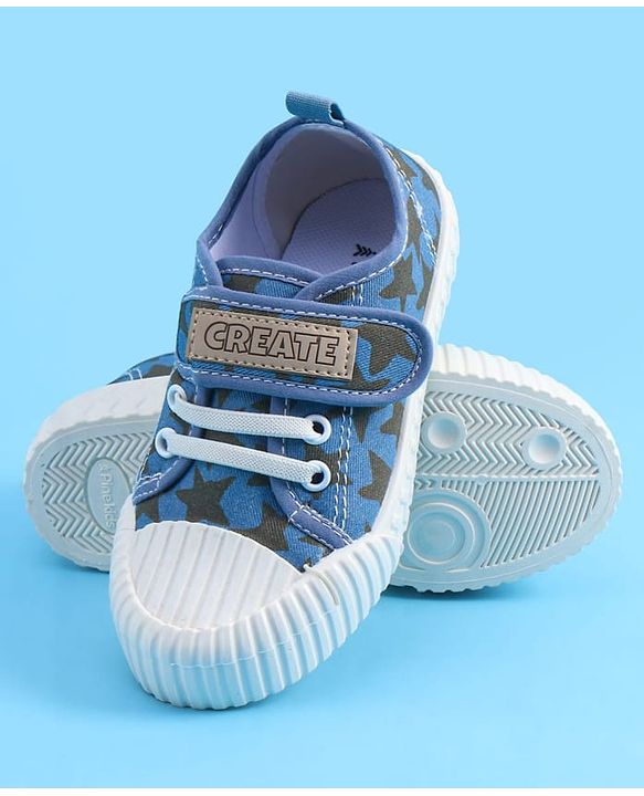 Pine Kids Velcro Closure Casual Shoes With Star Print - Blue