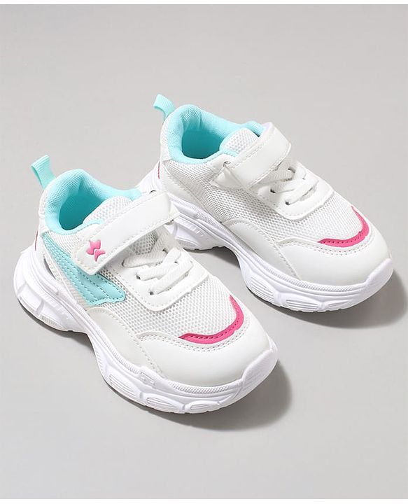 Cute Walk by Babyhug Velcro Closure Sneaker with Tape Detailing - Blue & White