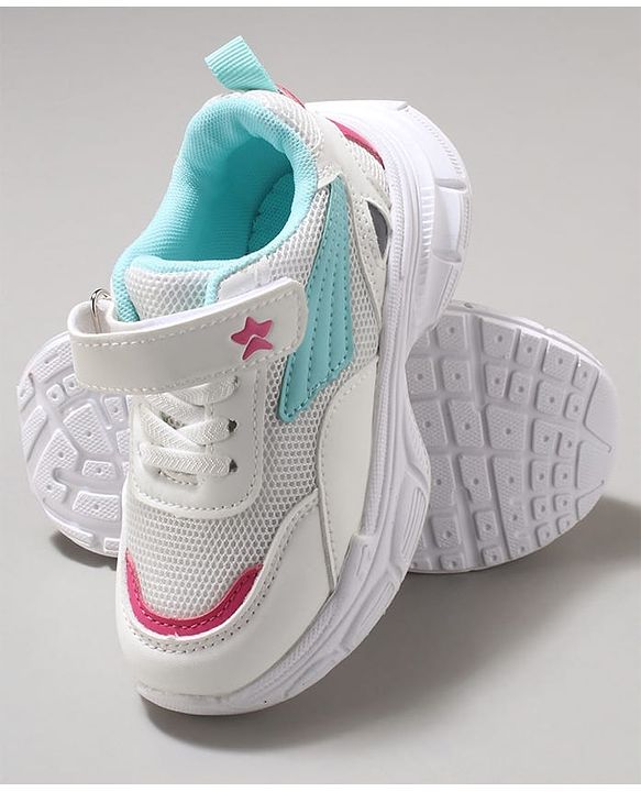 Cute Walk by Babyhug Velcro Closure Sneaker with Tape Detailing - Blue & White