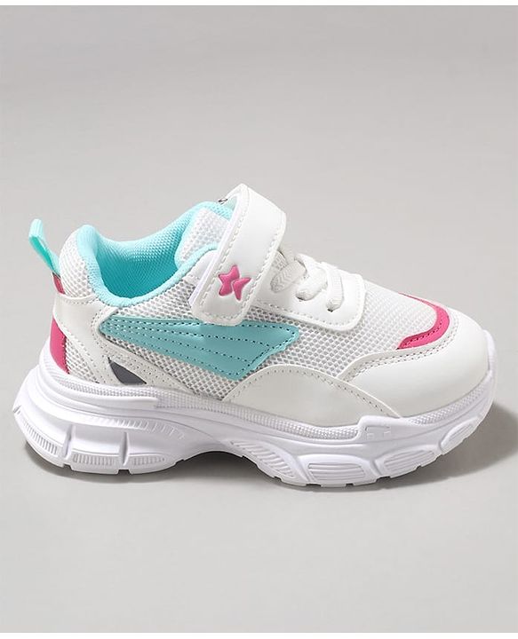 Cute Walk by Babyhug Velcro Closure Sneaker with Tape Detailing - Blue & White