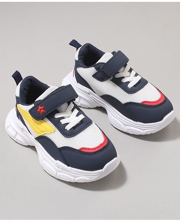 Cute Walk by Babyhug Velcro Closure Sneaker with Tape Detailing - Blue & White
