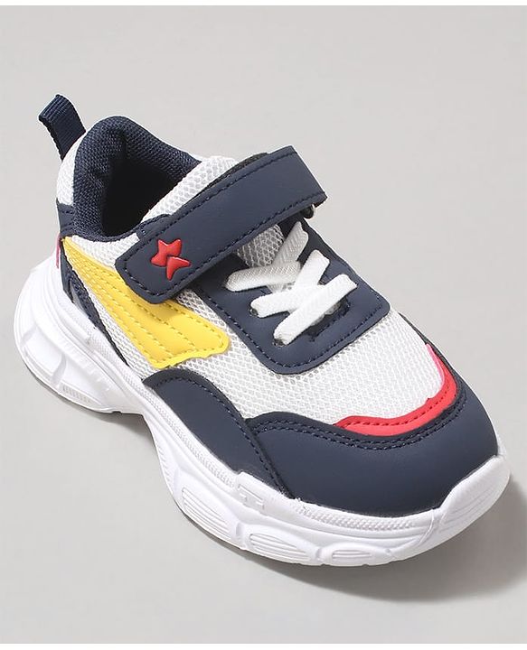 Cute Walk by Babyhug Velcro Closure Sneaker with Tape Detailing - Blue & White