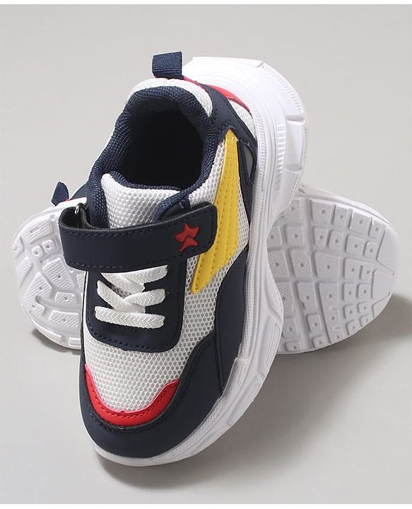 Cute Walk by Babyhug Velcro Closure Sneaker with Tape Detailing - Blue & White