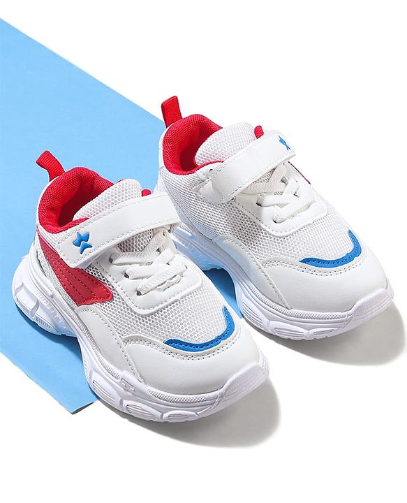 Cute Walk by Babyhug Velcro Closure Sneaker with Tape Detailing - Blue & White