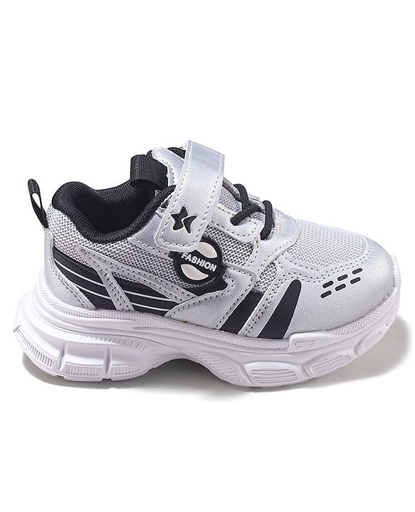 Cute Walk by Babyhug Velcro Closure Sneakers with Fashion Applique - Silver