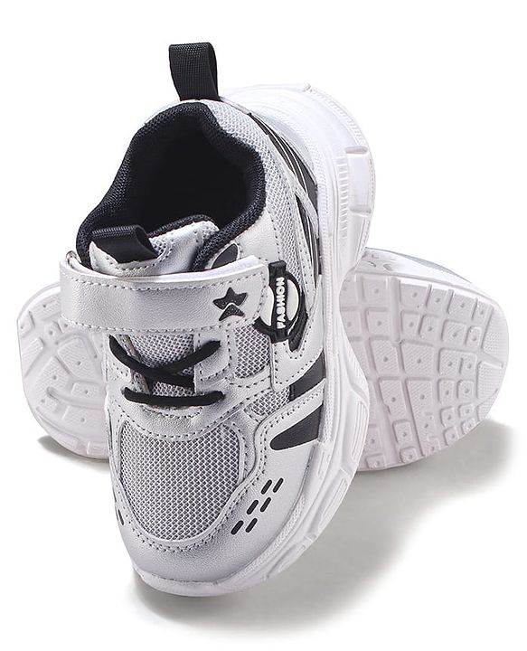 Cute Walk by Babyhug Velcro Closure Sneakers with Fashion Applique - Silver