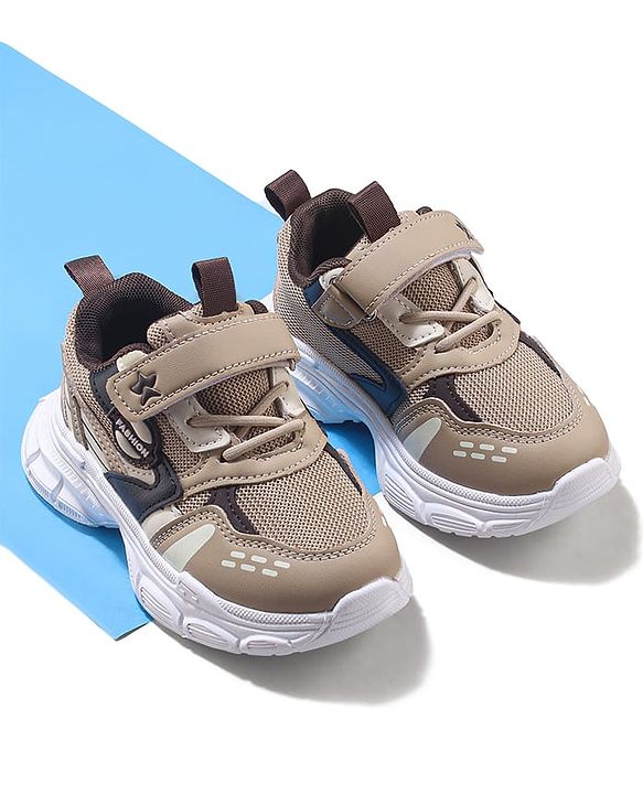 Cute Walk by Babyhug Velcro Closure Sneakers with Fashion Applique - Brown