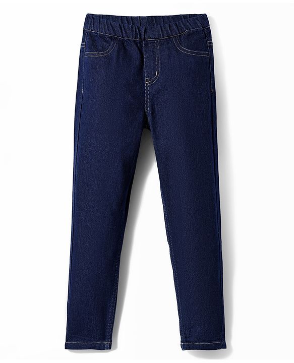 Pine Kids Denim Ankle Length Solid Colour Jeggings - Navy Blue