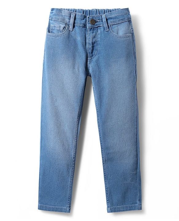 Pine Kids Denim Woven Full Length Washed Jeans - Blue