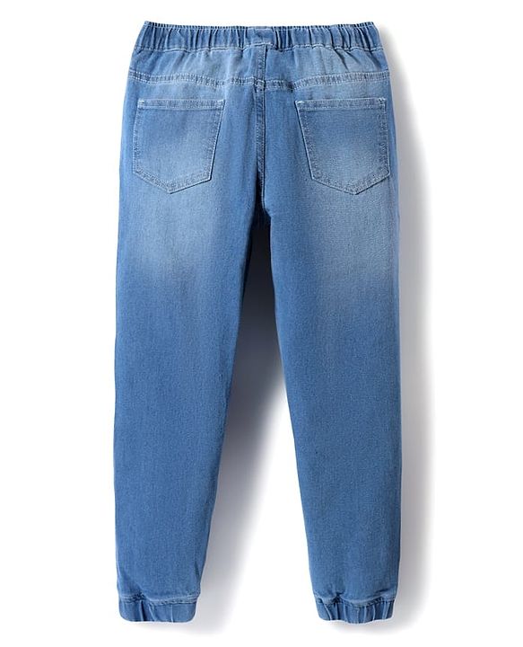 Pine Kids Denim Woven Full Length Washed Jeans With Stretch - Light Blue