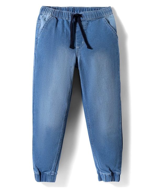 Pine Kids Denim Woven Full Length Washed Jeans With Stretch - Light Blue