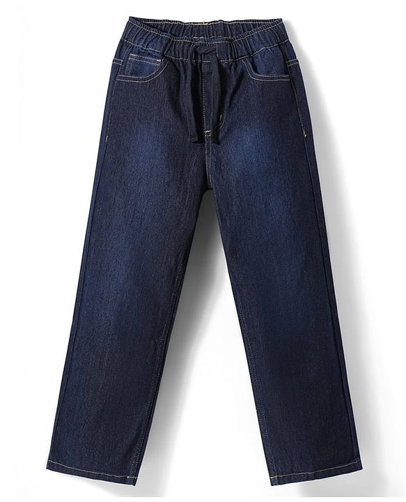 Pine Kids Denim Woven Full Length Washed Jeans - Navy Blue