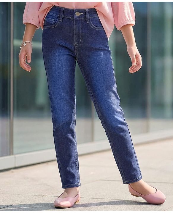 Pine Kids Denim Full Length Washed Jeans - Navy Blue