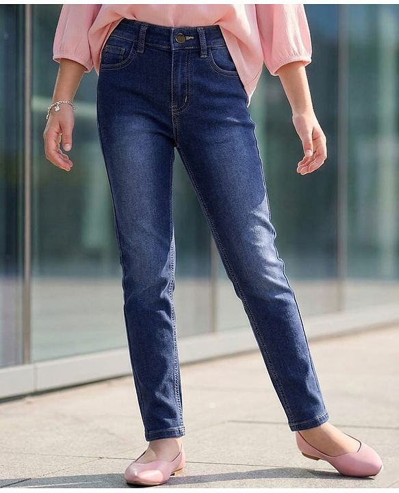 Pine Kids Denim Full Length Washed Jeans - Navy Blue