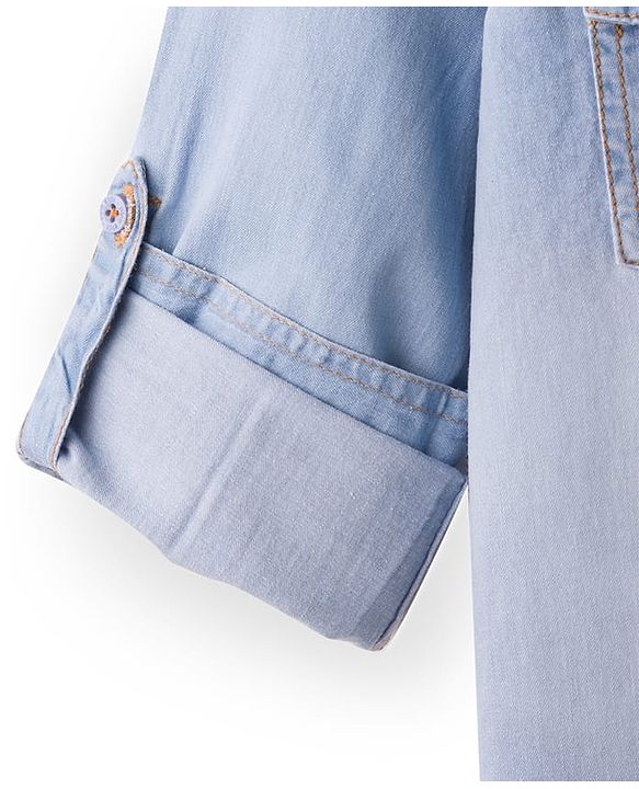 Pine Kids Denim Woven Full Sleeves Washed Shirt - Navy Blue