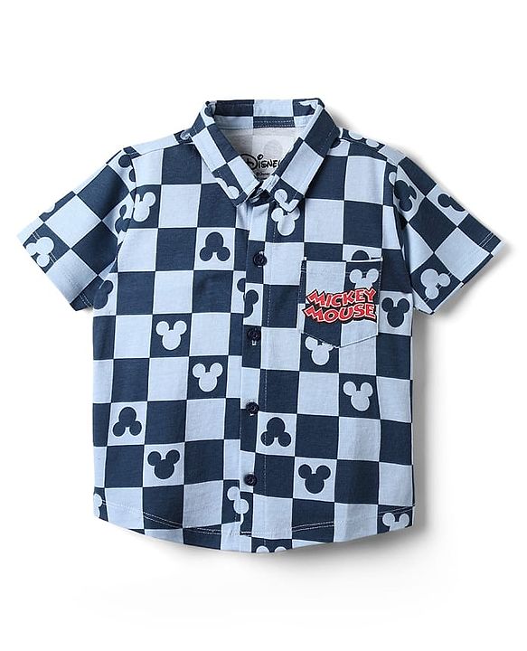 Babyhug Disney Single Jersey Knit Half Sleeves Shirt & Inner T-Shirt With Mickey Mouse Graphics And Pocket Detailing - Red & Navy Blue