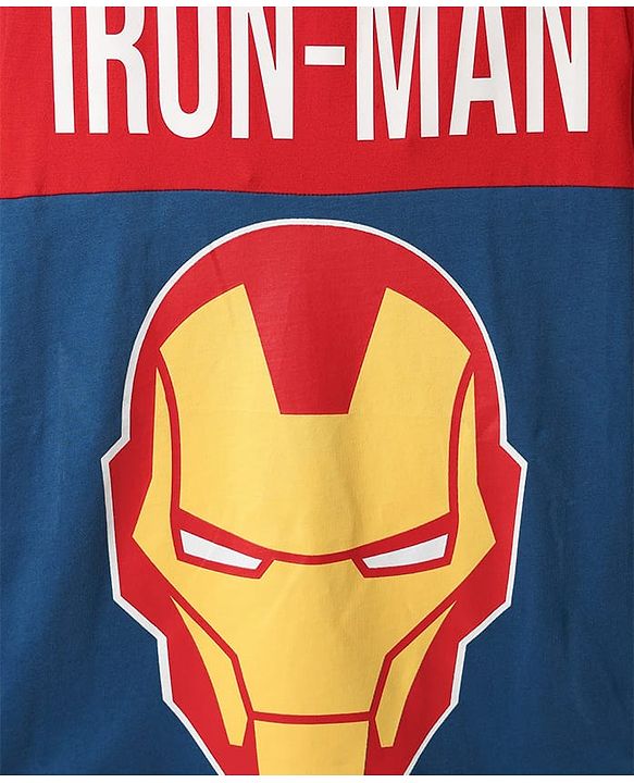 Pine Kids Marvel Single Jersey Knit Half Sleeves T-Shirt & Cut & Sew Short With Avengers Graphics - Red