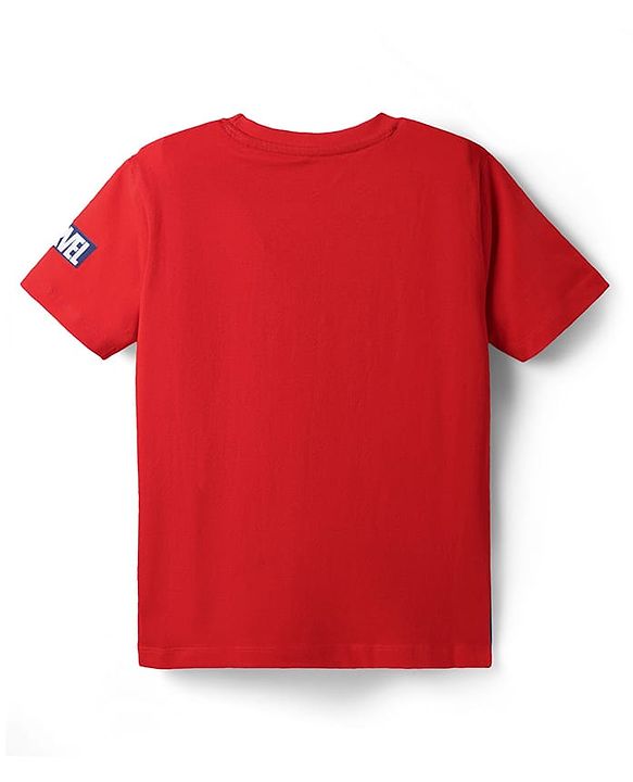 Pine Kids Marvel Single Jersey Knit Half Sleeves T-Shirt & Cut & Sew Short With Avengers Graphics - Red
