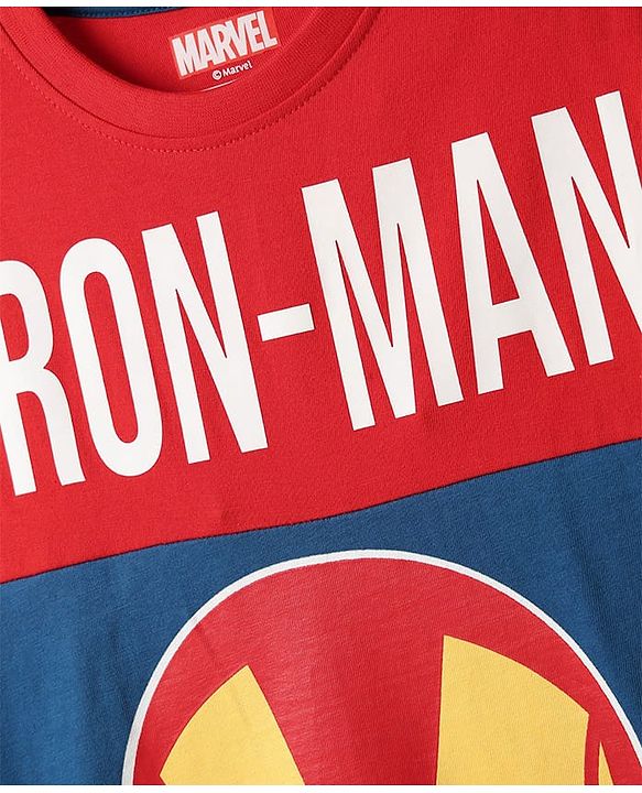 Pine Kids Marvel Single Jersey Knit Half Sleeves T-Shirt & Cut & Sew Short With Avengers Graphics - Red