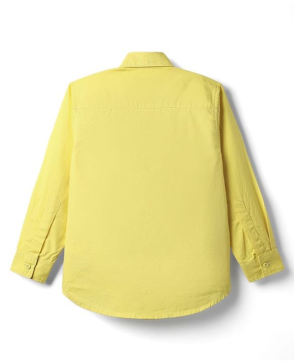 Pine Kids 100% Cotton Full Sleeves Solid Coloured Shirt - Yellow
