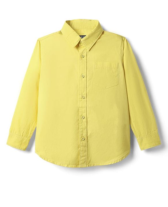 Pine Kids 100% Cotton Full Sleeves Solid Coloured Shirt - Yellow