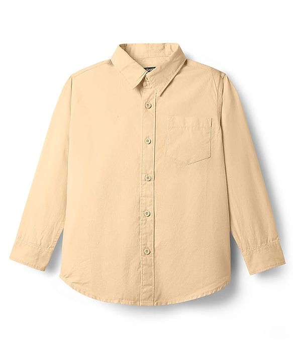 Pine Kids 100% Cotton Full Sleeves Solid Coloured Shirt - Yellow