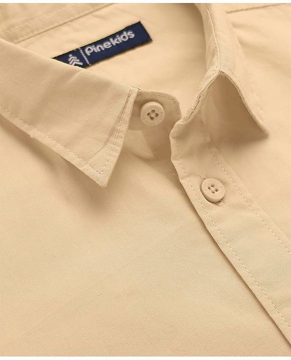Pine Kids 100% Cotton Full Sleeves Solid Coloured Shirt - Yellow