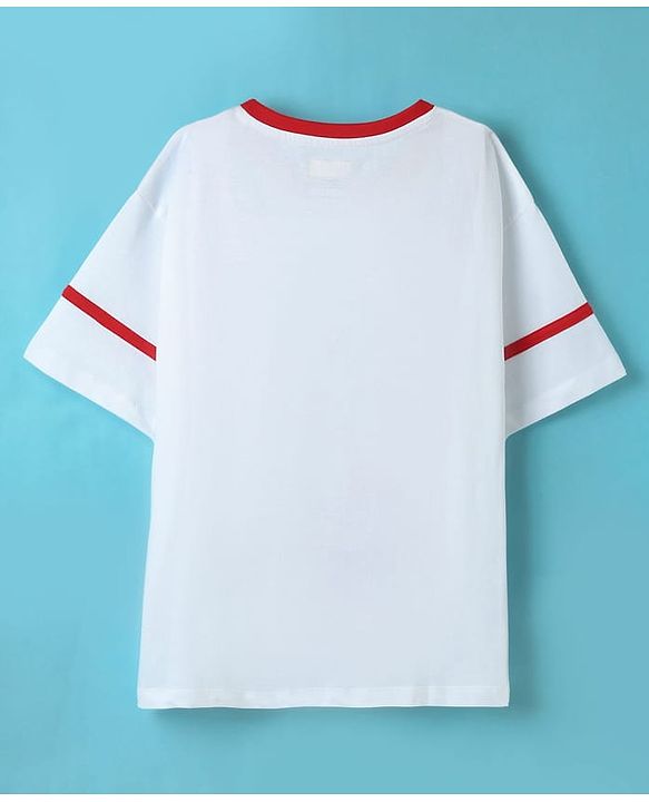 Pine Kids Marvel Single Jersey Knit Half Drop Shoulder Sleeves T-Shirt & Cut & Sew Shorts Set With Avengers Graphics - White & Red