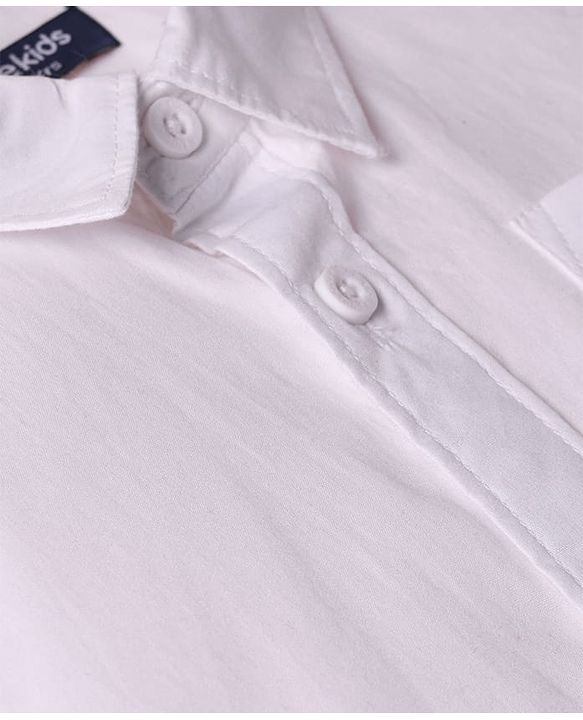 Pine Kids 100% Cotton Full Sleeves Solid Coloured Shirt With Inner Tee - White
