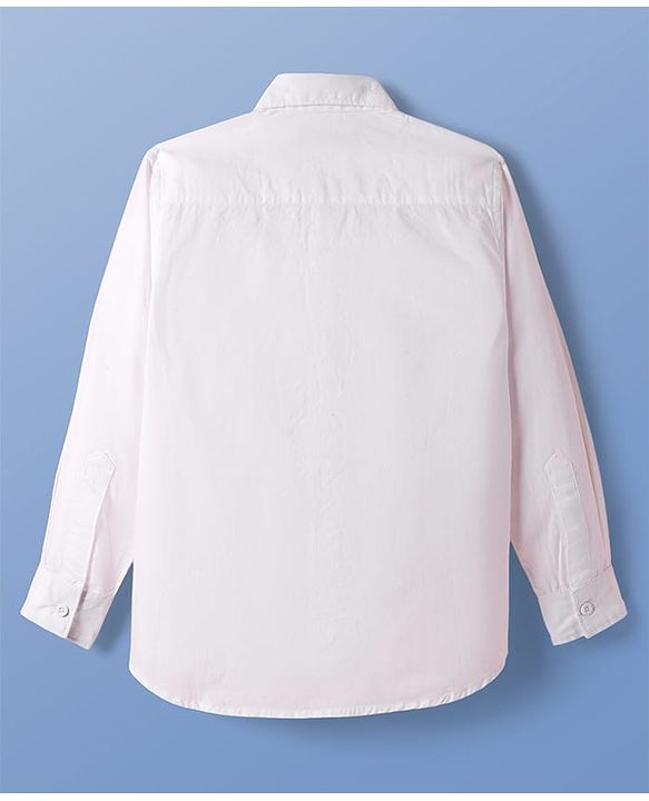 Pine Kids 100% Cotton Full Sleeves Solid Coloured Shirt With Inner Tee - White