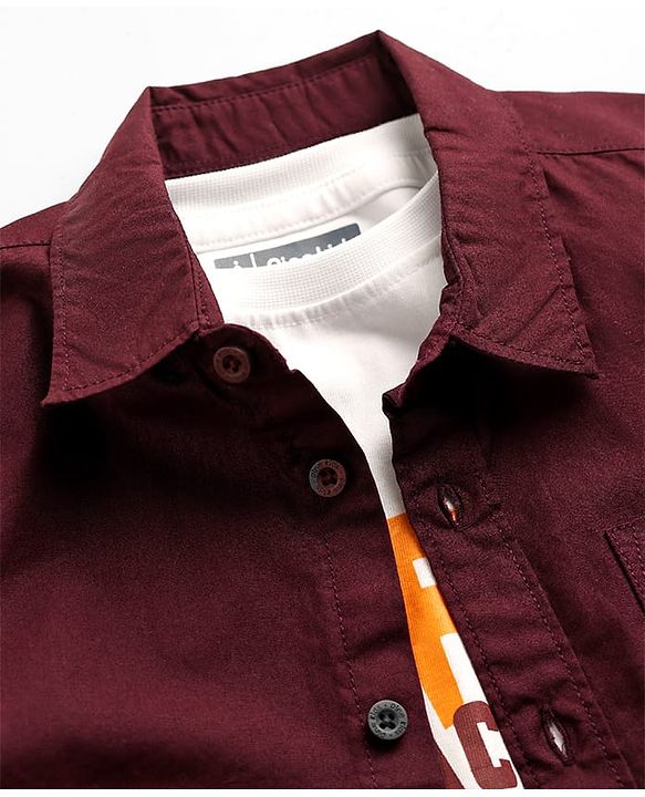 Pine Kids 100% Cotton Full Sleeves Solid Coloured Shirt With Inner Tee - White