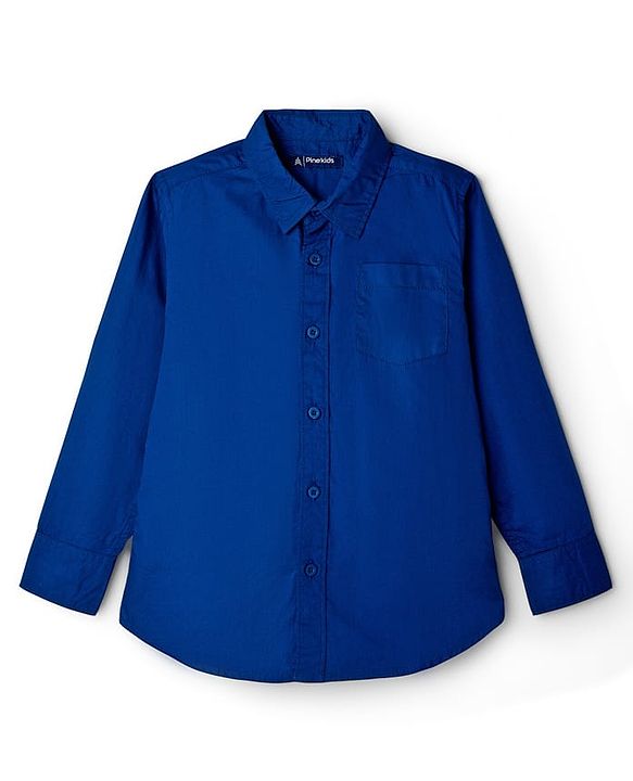 Pine Kids 100% Cotton Full Sleeves Solid Coloured Shirt With Inner Tee - White