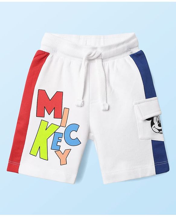 Babyhug Disney Single Jersey Knit  Half Sleeves T-Shirt And Shorts With Mickey Mouse Graphics - White