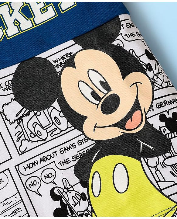 Babyhug Disney Single Jersey Knit Half Sleeves T-Shirt & Shorts Set With Mickey Mouse Graphics - Navy Blue