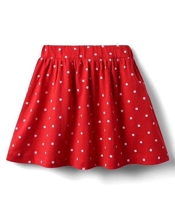 Babyhug Disney Single Jersey Knit Half Sleeves Top & Skirt With Headband & Minnie Mouse Graphics & Badge Detailing - Navy Blue & Red