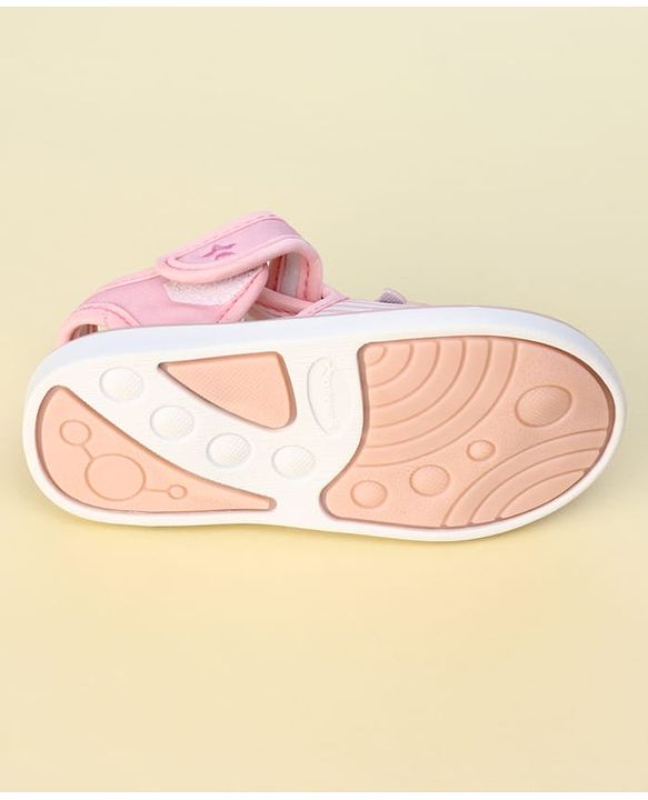 Cute Walk by Babyhug Velcro Closure Musical Sandals with Elephant Applique - Pink