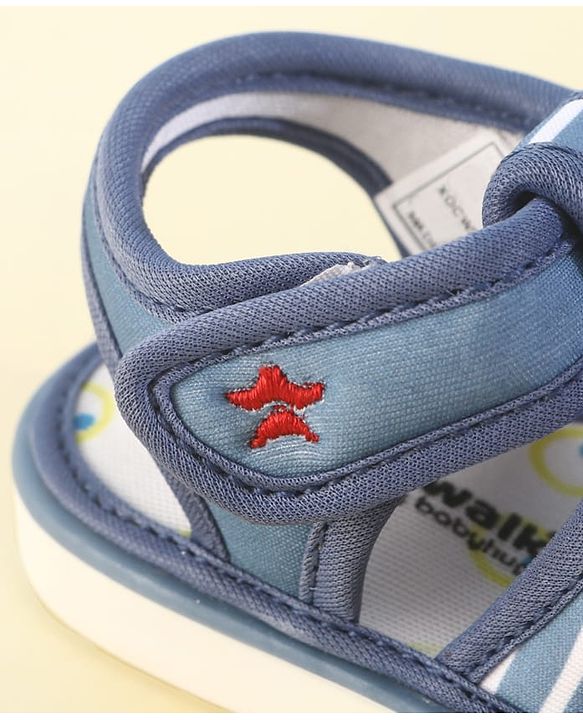 Cute Walk by Babyhug Velcro Closure Musical Sandals with Stripes - Light Blue