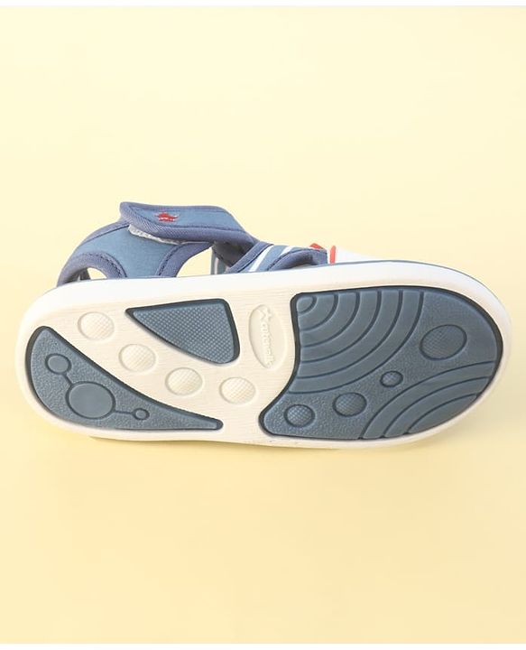 Cute Walk by Babyhug Velcro Closure Musical Sandals with Stripes - Light Blue