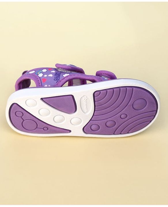 Cute Walk by Babyhug Velcro Closure Musical Sandals With Unicorn Print & Applique - Purple