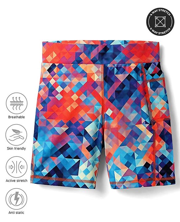 Pine Active Knit Super Stretch Printed Cycling Shorts - Multicolor