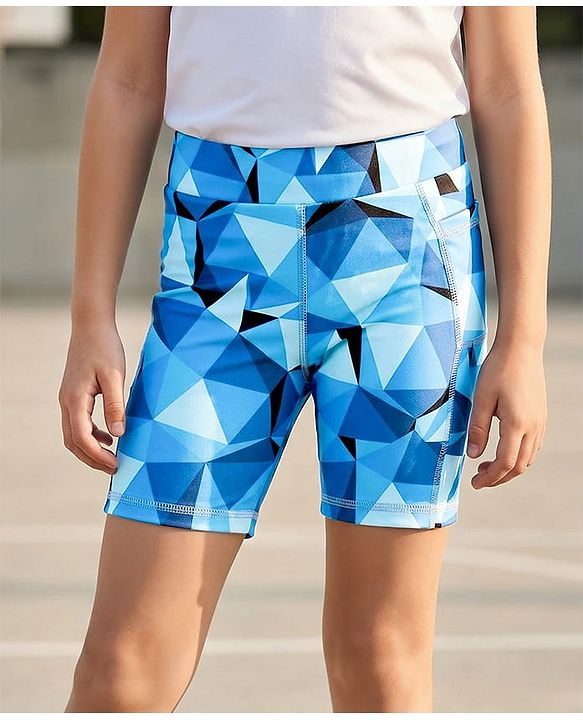 Pine Active Cycling Shorts With Abstract Print - Blue