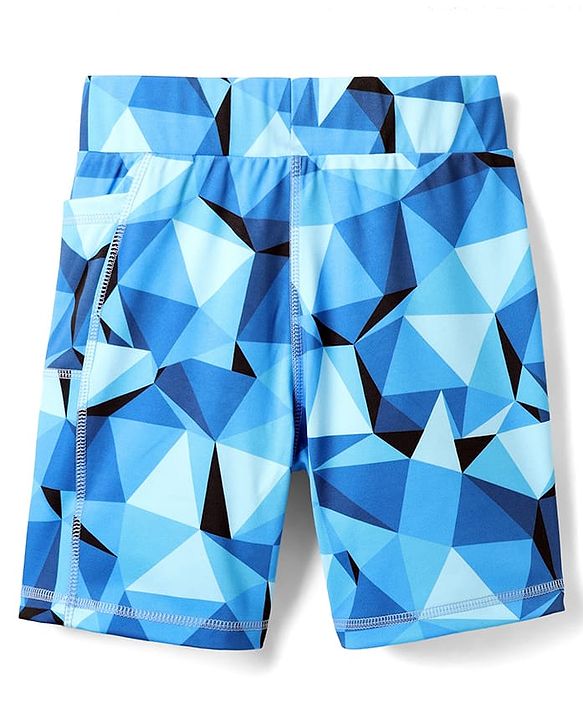 Pine Active Cycling Shorts With Abstract Print - Blue