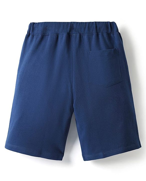 Pine Kids Marvel Terry Knit Knee Length Shorts with Avengers Graphics & Foil Detailing - Navy Blue
