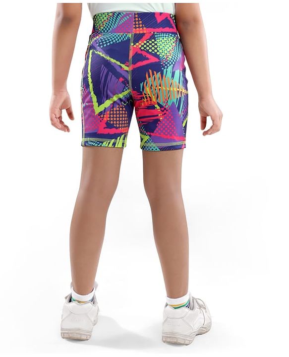 Pine Active Cycling Shorts With Abstract Print - Purple