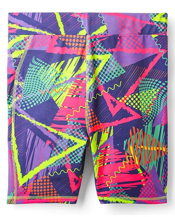 Pine Active Cycling Shorts With Abstract Print - Purple